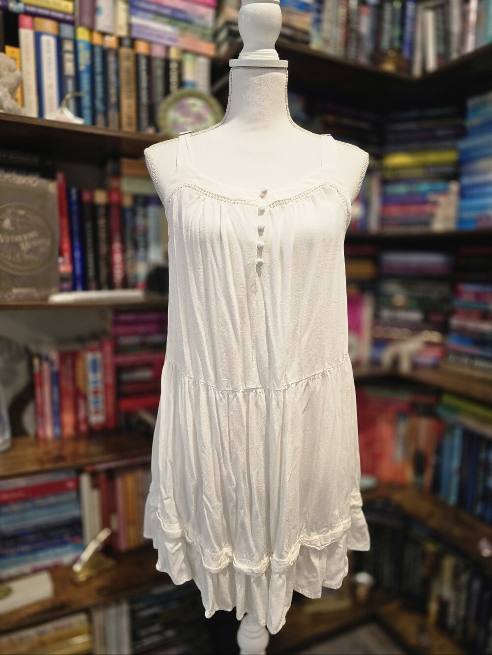 Wild Fable White Sleeveless Slip Dress with Button Front
